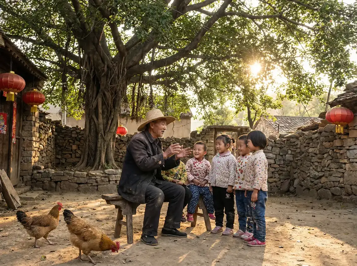 老人在大榕树下给孩子们讲故事 - 花游记在线观看 乡村记忆